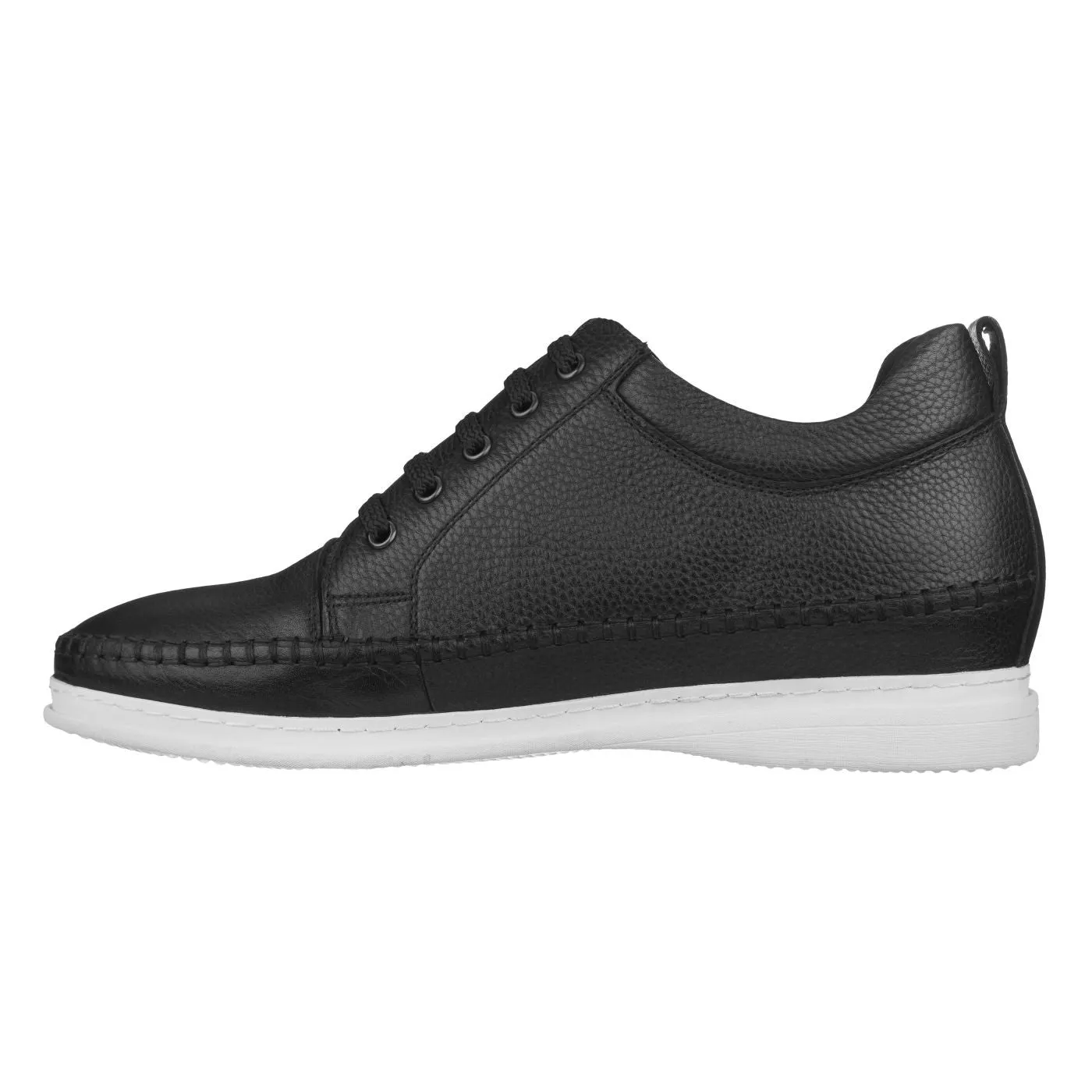 CALTO 3 Inch Casual Leather Elevator Sneakers - Black - S4311