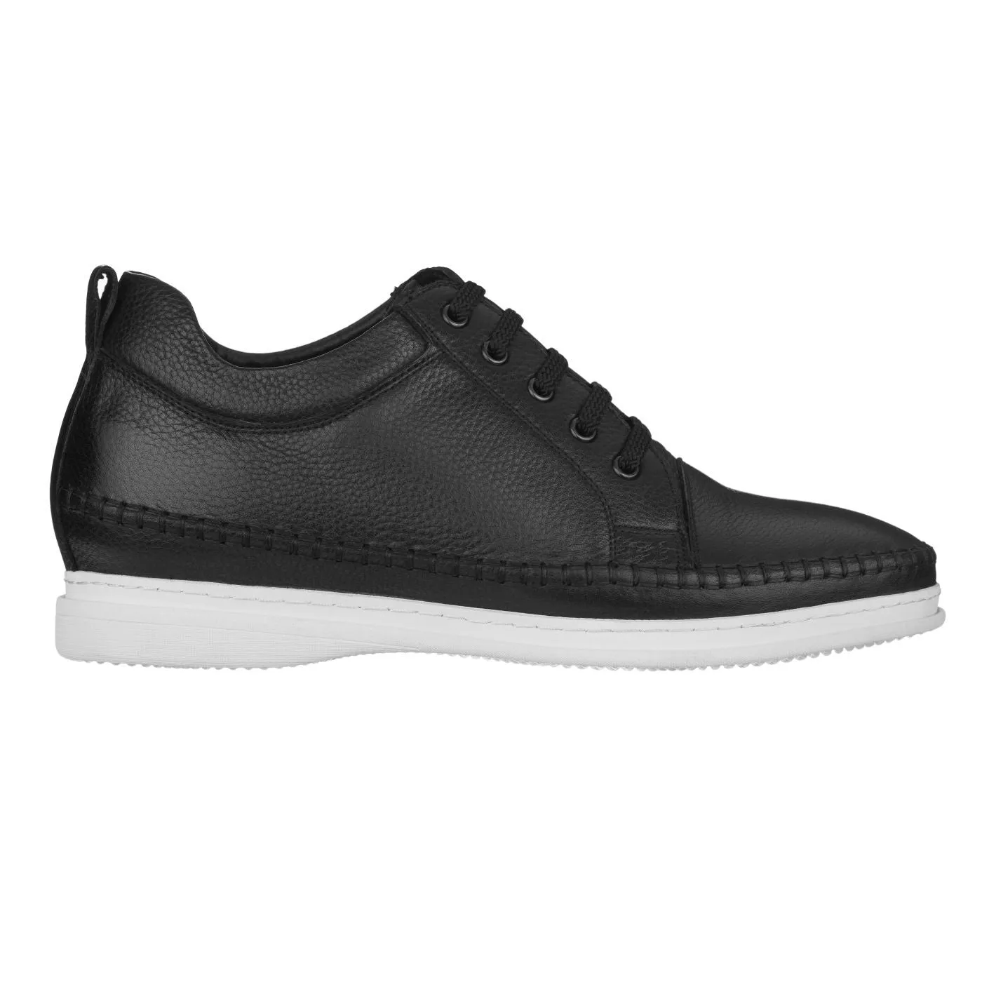 CALTO 3 Inch Casual Leather Elevator Sneakers - Black - S4311